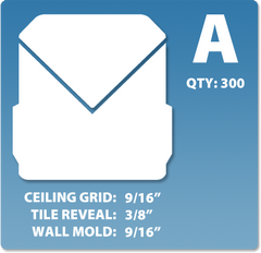 (A) Box 1 x 300 pcs | Grid: 9/16 | Reveal: 3/8 | Wall Mold: 9/16