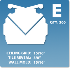 (E) Box 1 x 300 pcs | Grid: 15/16 | Reveal: 3/8 | Wall Mold: 15/16