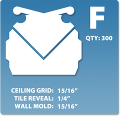 (F) Box 1 x 300 pcs | Grid: 15/16 | Reveal: 1/4 | Wall Mold: 15/16